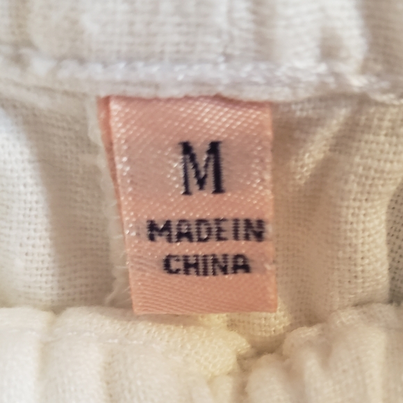 Per se White Lounge Pants Drawstring Elastic Waist Two Deep Pocket Woman Medium - Picture 9 of 12